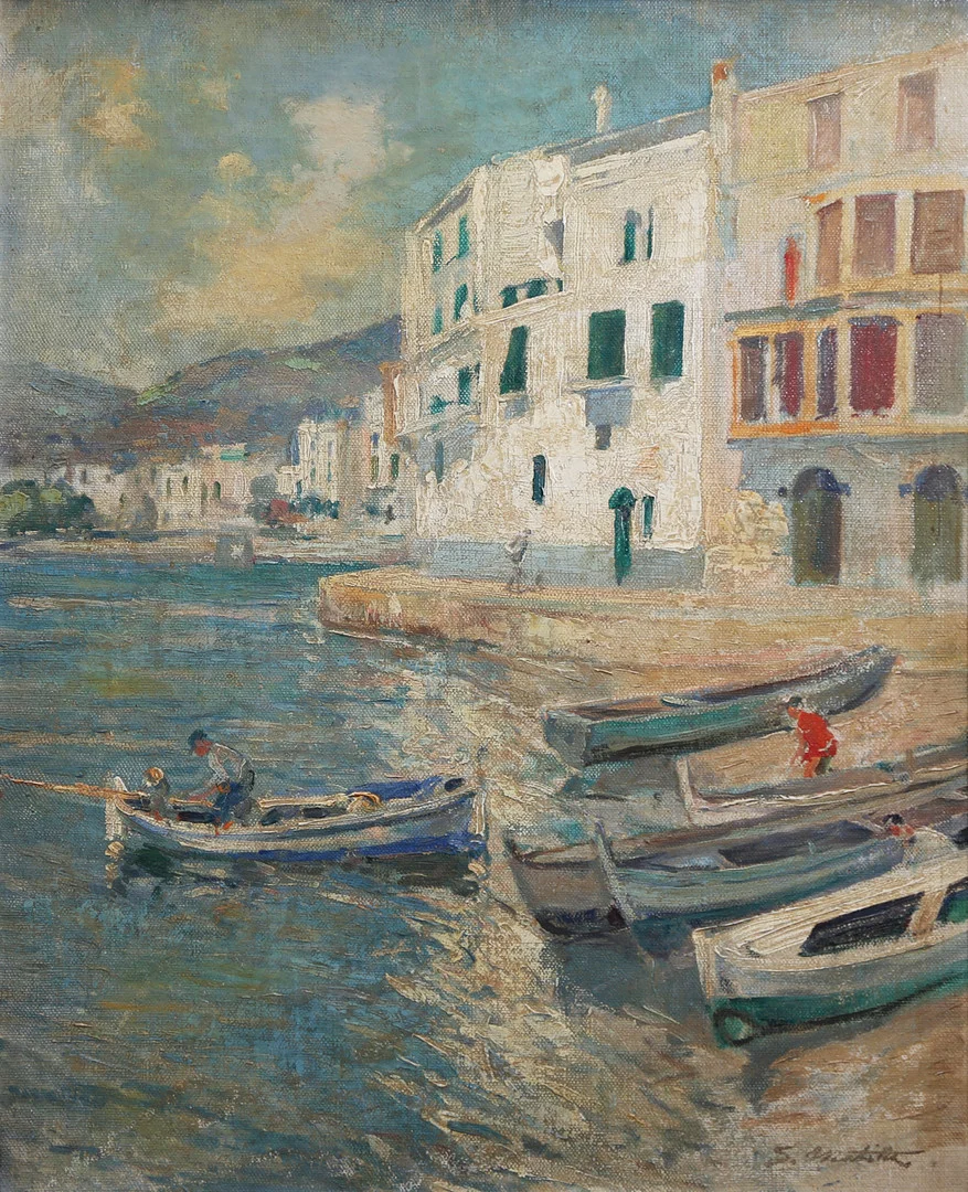 SEGUNDO MATILLA. Seaside view, probably Cadaqués. — Paintings — Balclis