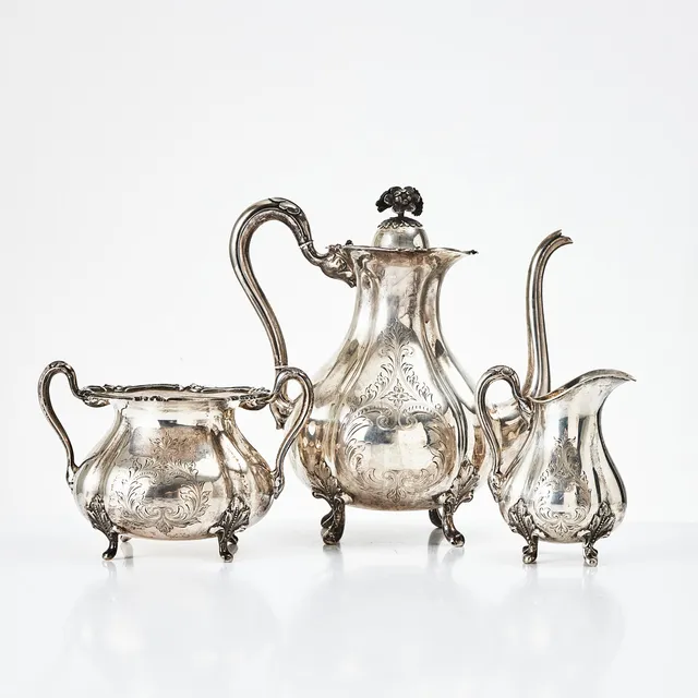 KAFFESERVIS, 3 delar, silver,, GAB, 1909/1910.