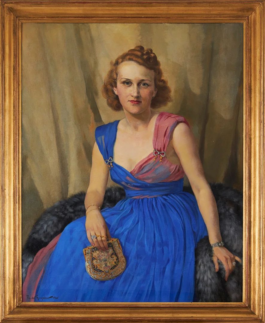 PHILIPPE DE ROUGEMONT (1891-1965). Porträtt av en kvinna, olja på duk, signerad,1946. — Paintings — Stockholms Auktionsverk Magasin 5