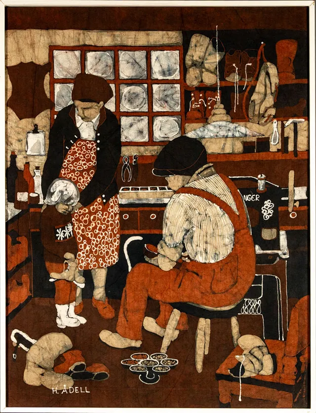 HARRIET ÅDELL. Batik på duk, Signerad, 1900-tal.