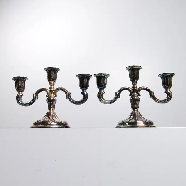 THORVALD MARTHINSEN. Kandelabrar, 2 st, silver, Thorvald Marthinsen Sølvvarefabrikk, Tønsberg, Norge.