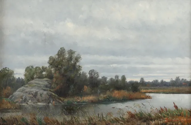SEVERIN NILSSON. Landskap, olja på pannå.