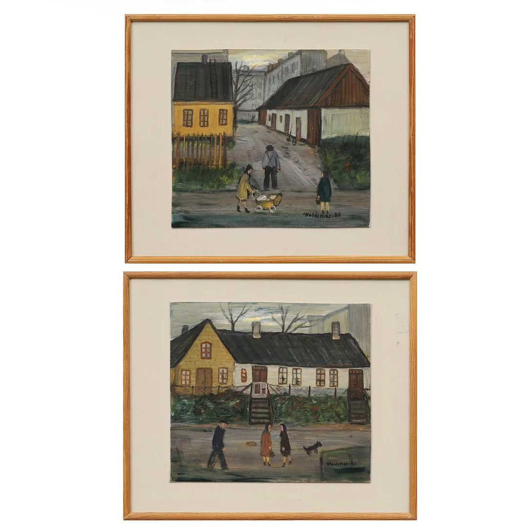 ÅKE WALDEMAR LARSSON. 2 st gouache på pannå, signerade och daterade -80. — Paintings — Crafoord Auktioner Malmö