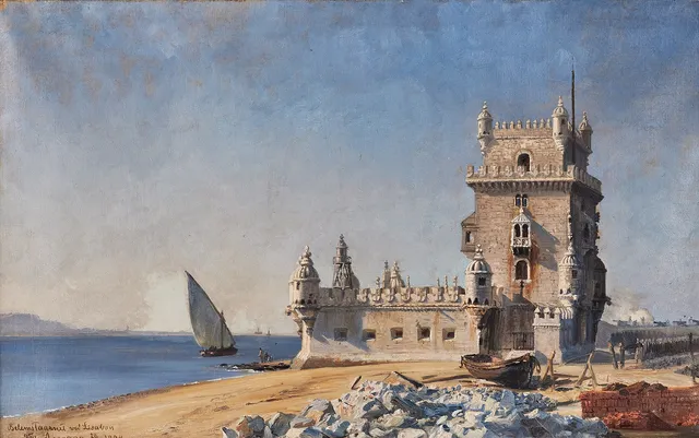 VILHELM ARNESEN. Belém Tower at Lisbon, 1894, oil on canvas, 45 x 70.5 cm.