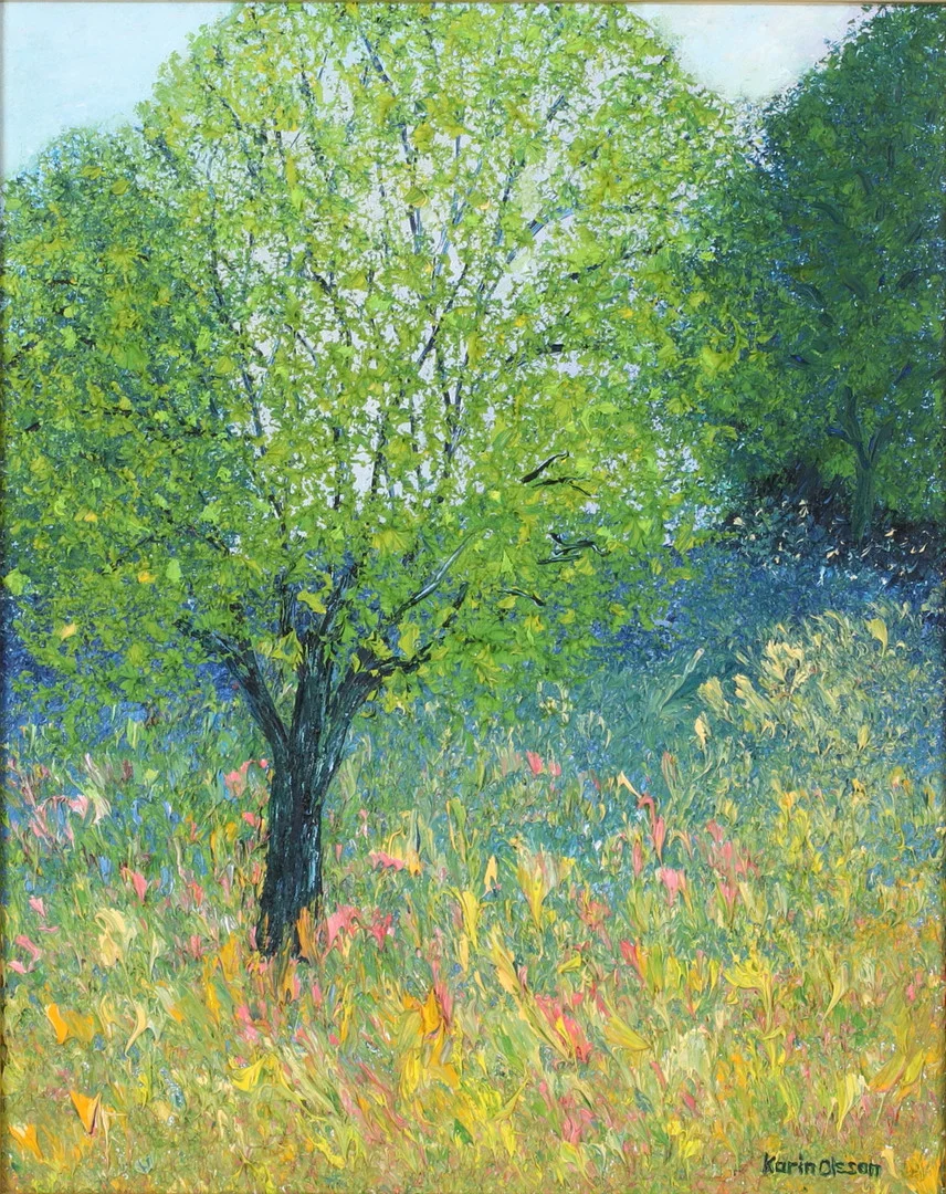 KARIN OLSSON. "Försommar", olja på duk, signerad. — Paintings — Stadsauktion Sundsvall