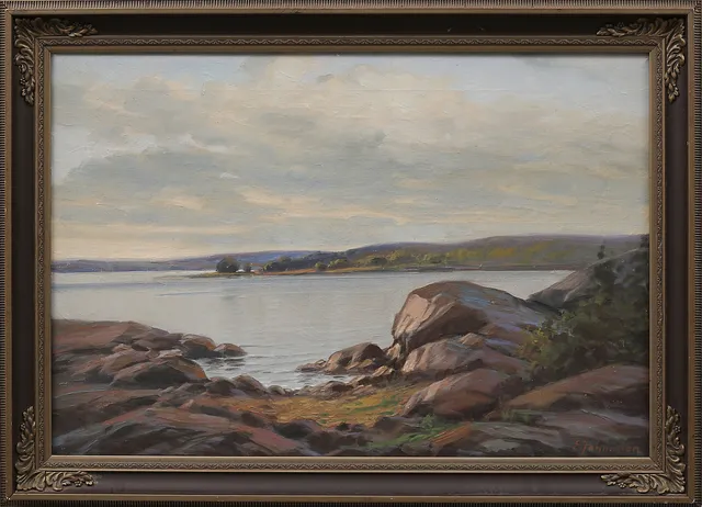 ARTHUR HEICKELL. Kustlandskap, olja på duk, signerad E Johansson.