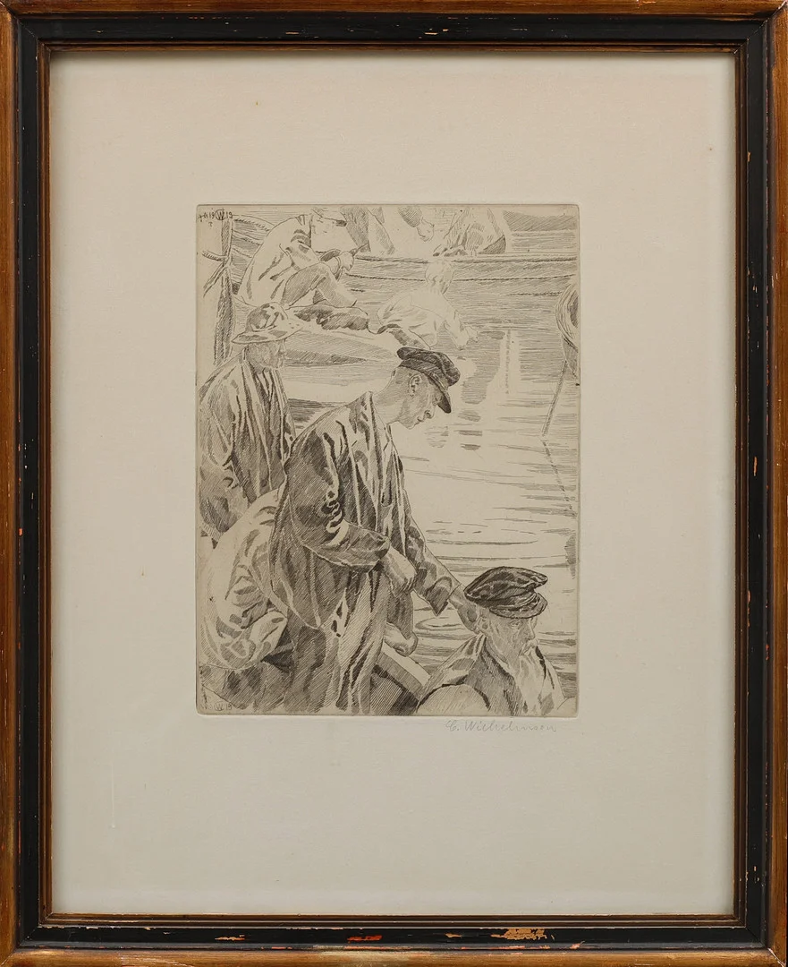 CARL WILHELMSON. "Makrillfiskare", etsning, signerad, daterad 19 i plåten. — Engravings & Prints — Göteborgs Auktionsverk