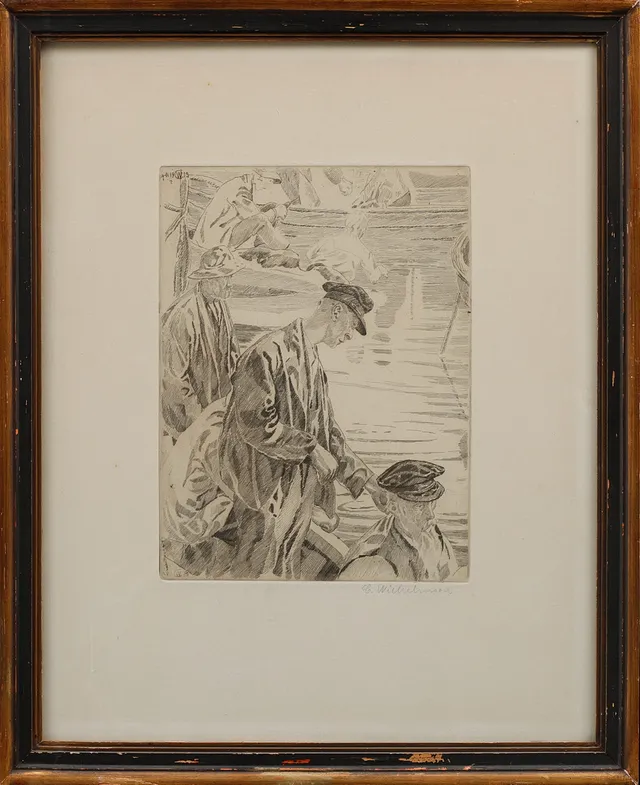 CARL WILHELMSON. "Makrillfiskare", etsning, signerad, daterad 19 i plåten.