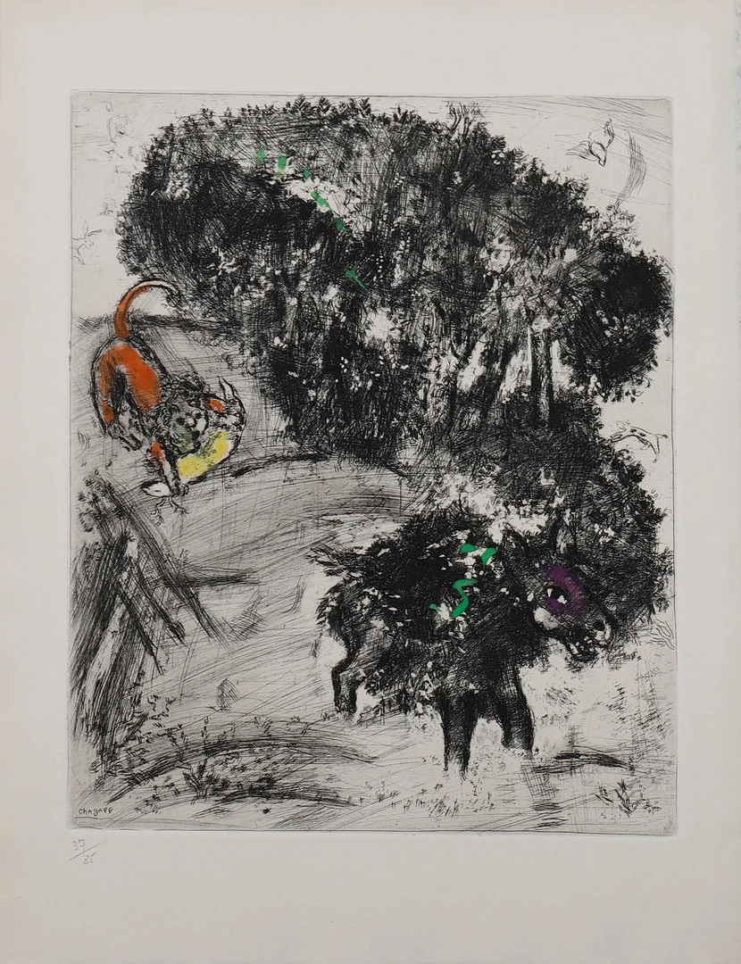 MARC CHAGALL. UR SERIEN "LES FABLES DE LA FONTAINE". — Engravings & Prints — Crafoord Auktioner Lund