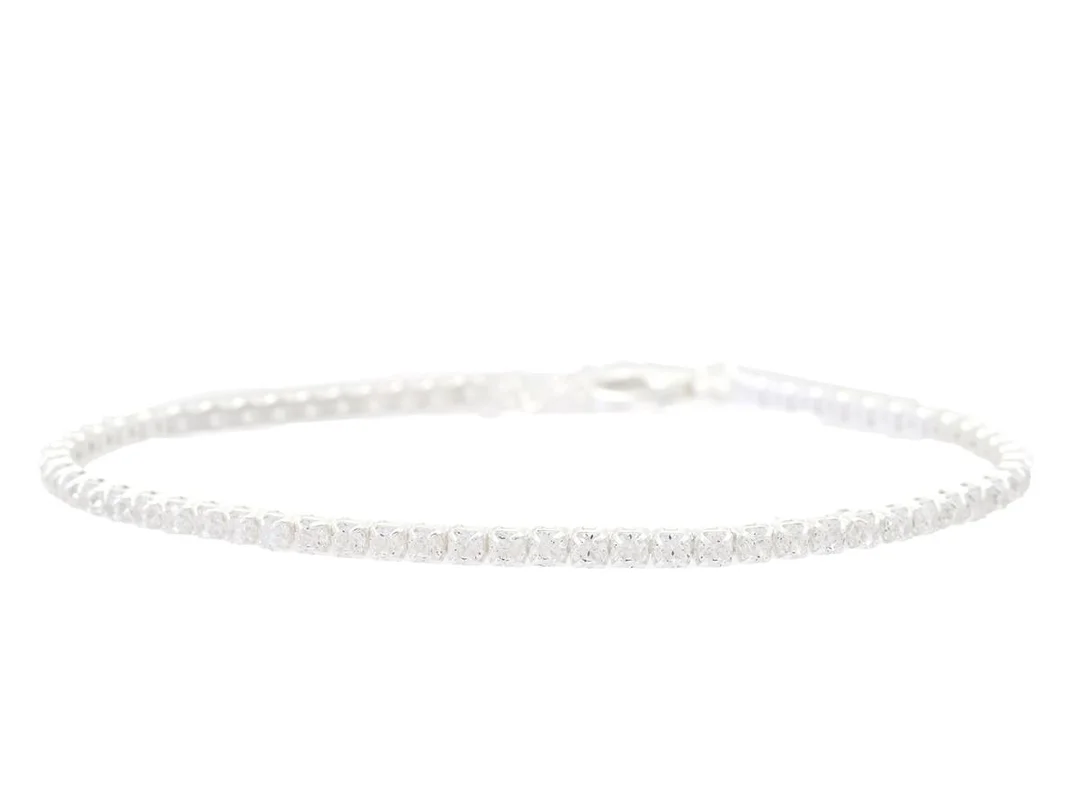 TENNISARMBAND, sterlingsilver, cubic zirconia, längd 15-18 cm, vikt 3,0 g. — Smycken/Armband — Kaplans