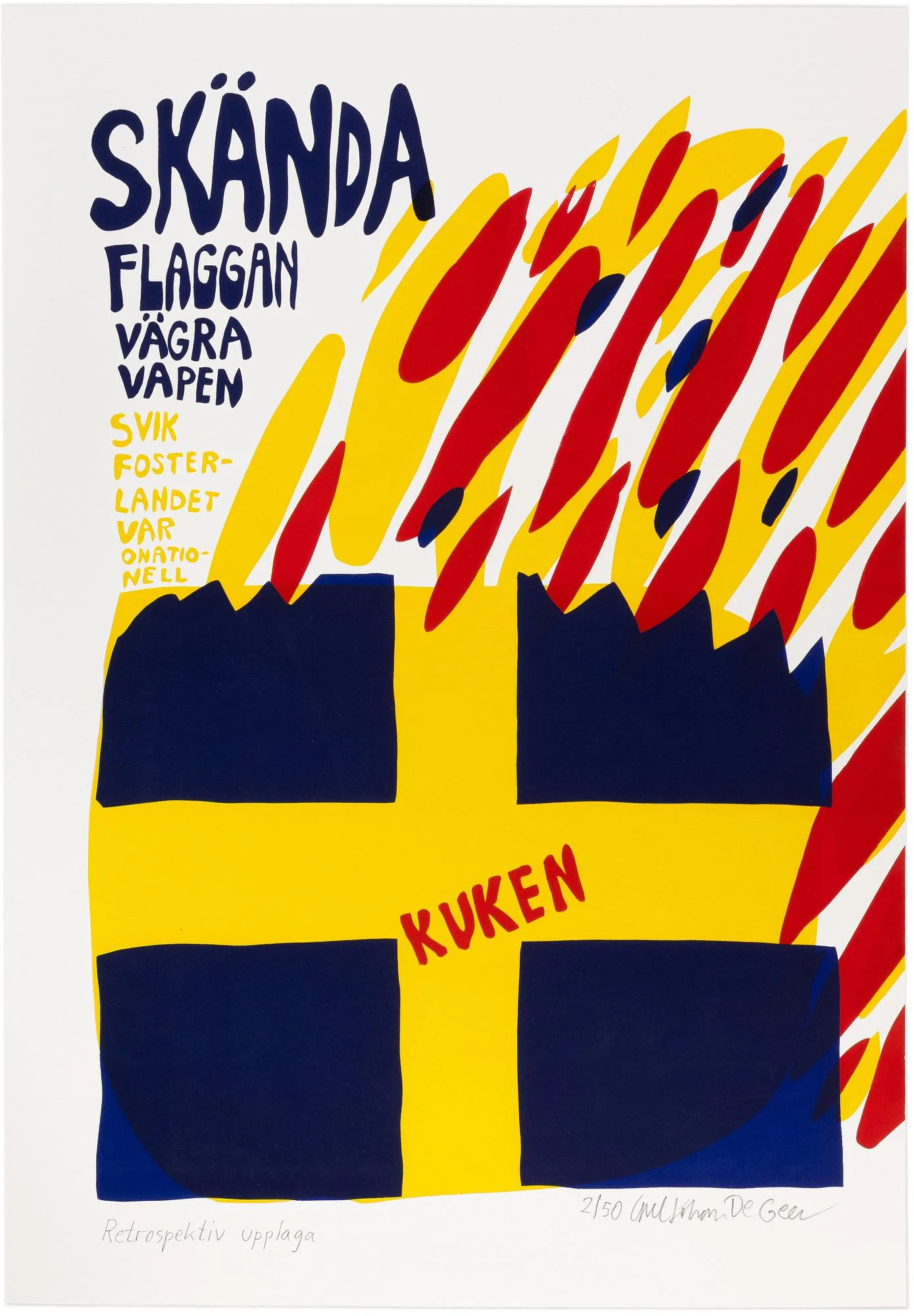 Carl Johan De Geer, "Skända flaggan - Vägra vapen". — Konst/Grafik — Bukowskis