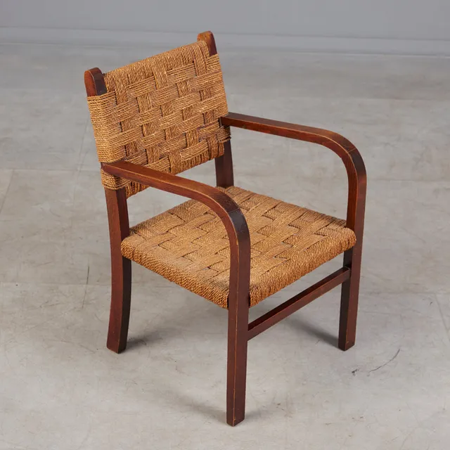 ERICH DIECKMANN. Kinderstuhl / Lounge Chair, Buche, Seilgeflecht, 1934er / 1950er Jahre, Deutschland.