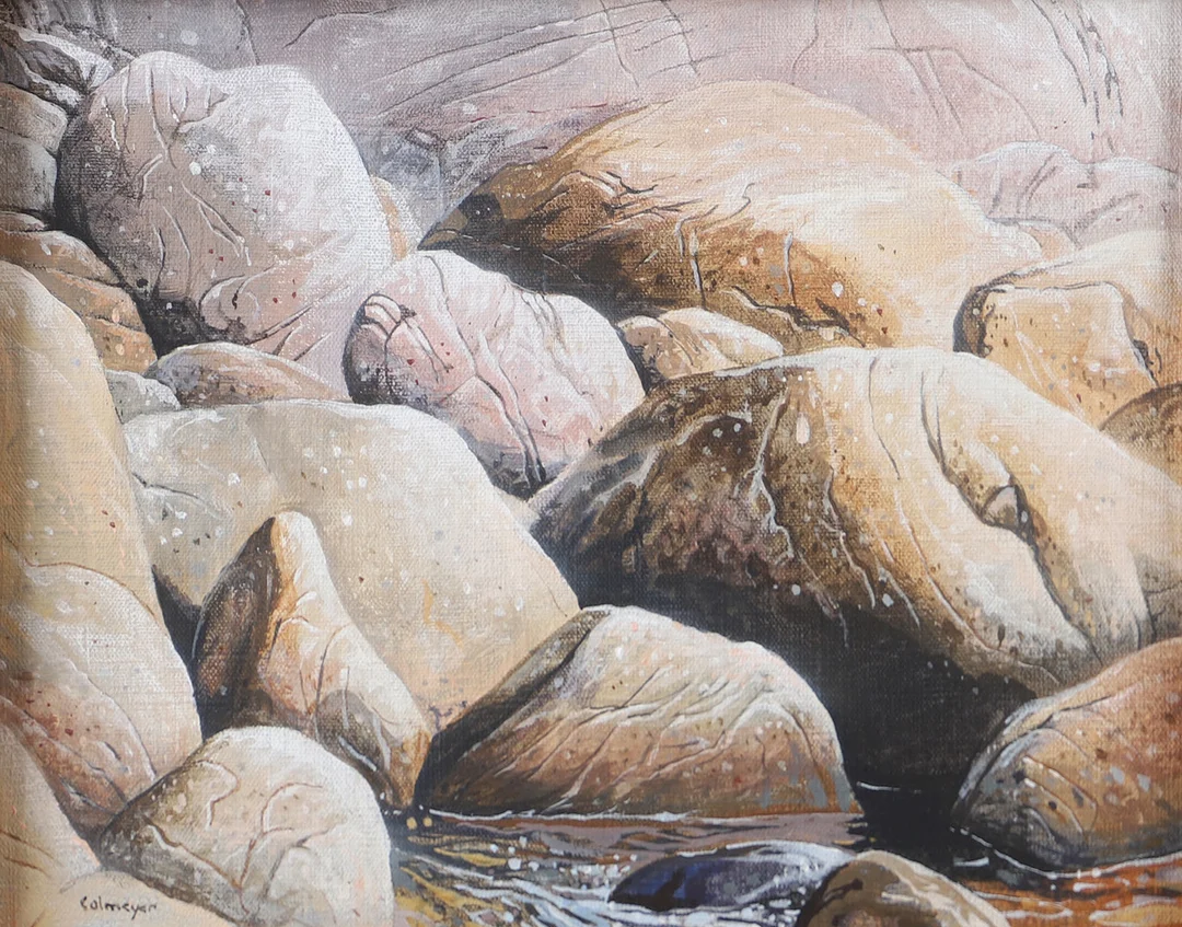 GÖSTA CALMEYER. Stenar vid kusten, olja på duk, signerad Calmeyer. — Paintings — Helsingborgs Auktionskammare