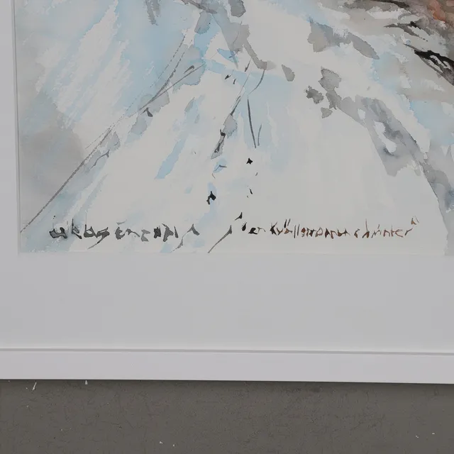 LEILA LAGRÉN (LEILA VAN DYKE). Akvarell, "En kvällspromenad i vintern", signerad.