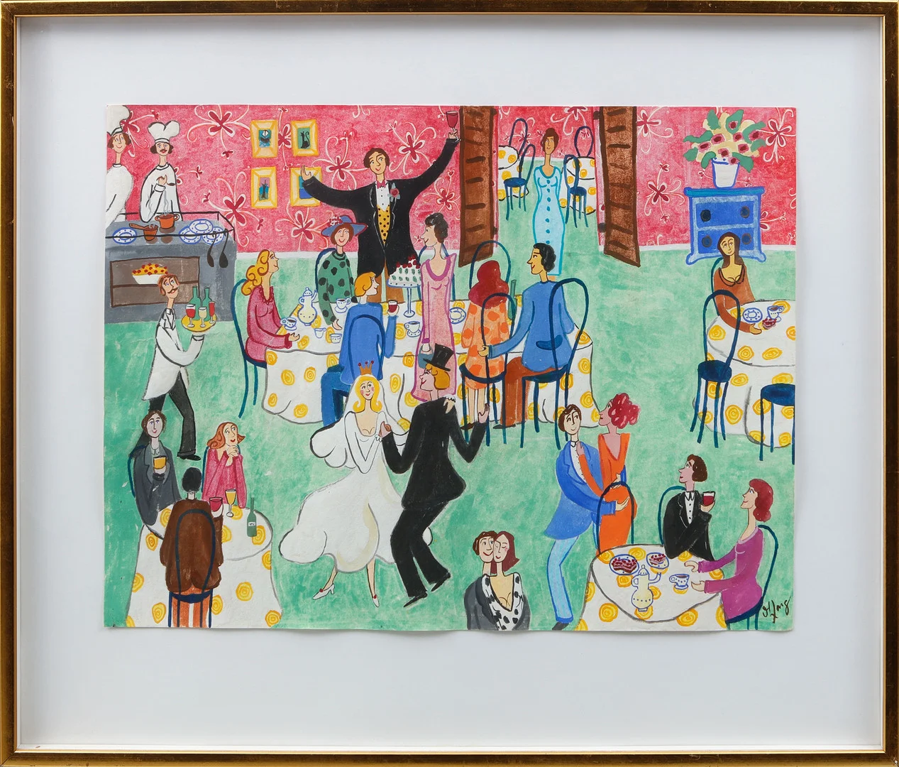 MARIKA LANG. Bröllopsfest, akvarell / gouache, signerad. — Paintings — Göteborgs Auktionsverk