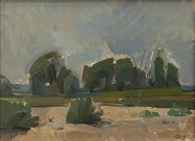 Olle Skagerfors, Landskap med grönskande träd.