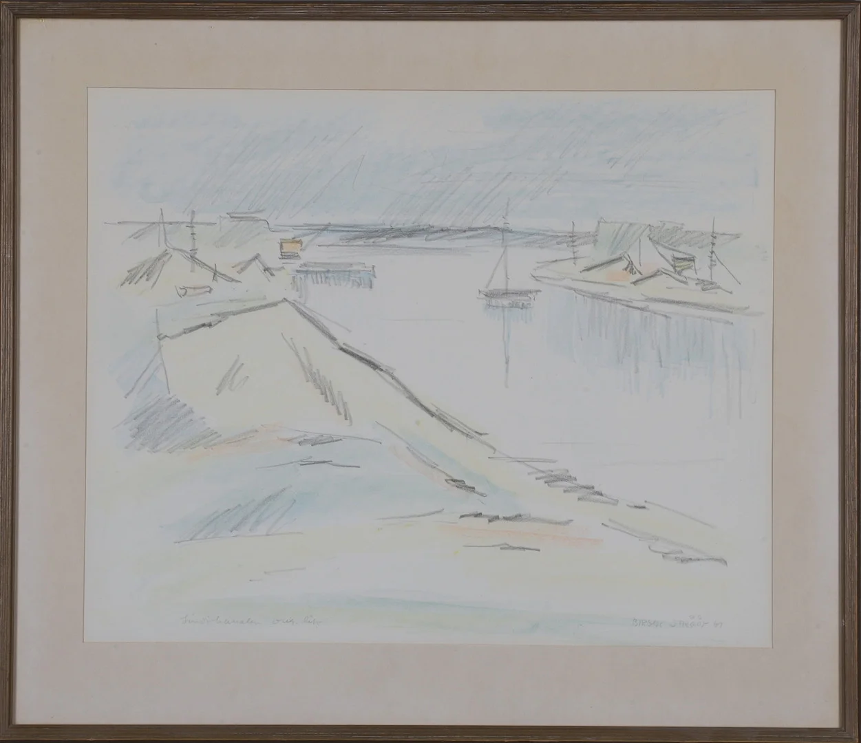 BIRGER STRÅÅT. "Lindökanalen", färglitografi, signerad och daterad 61. — Engravings & Prints — Gomér & Andersson Norrköping