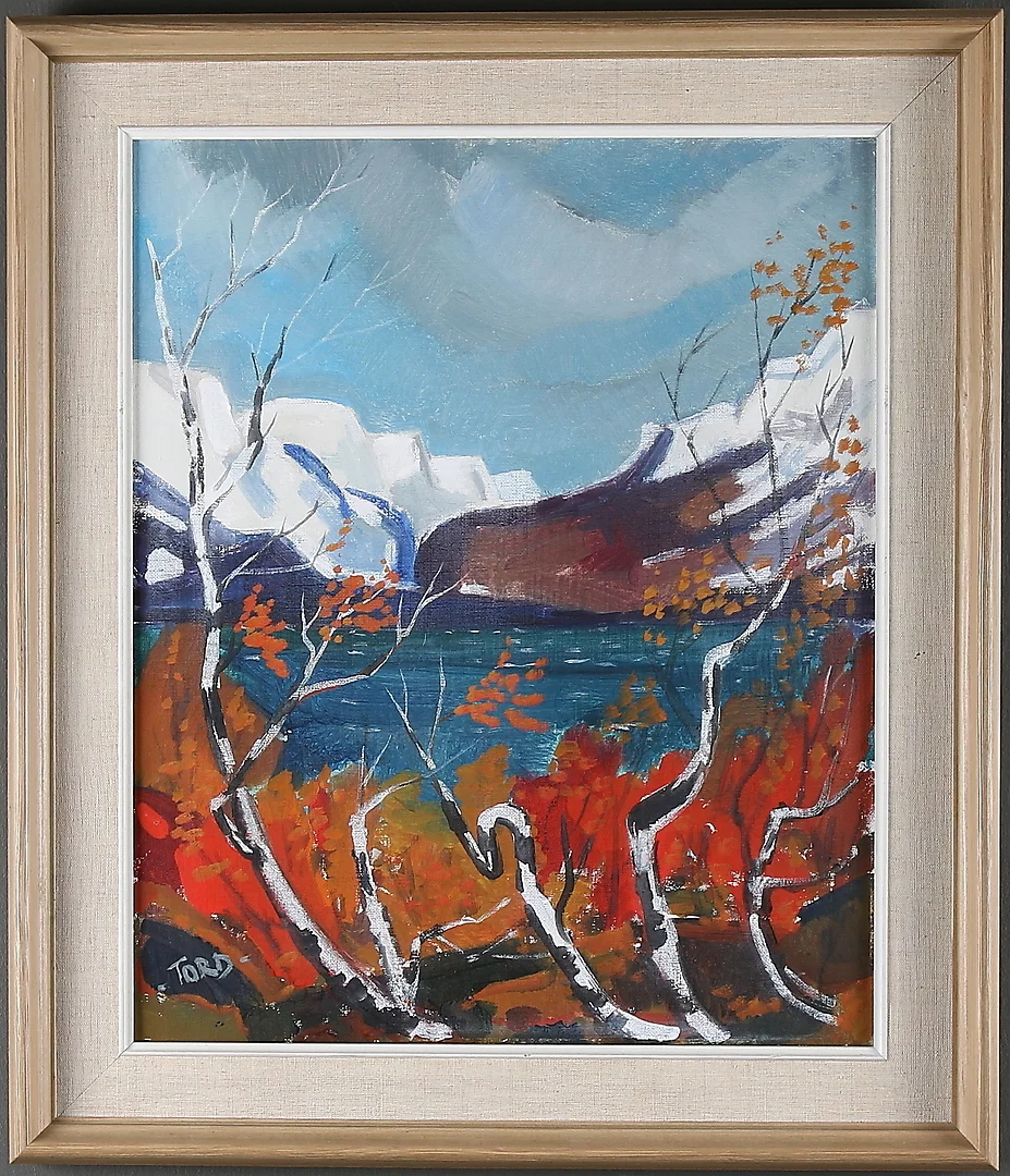 TORD LEANDER ENGSTRÖM. "Från ateljéfönstret i Björkliden", olja på duk, uppfordrad, signerad. — Paintings — Stadsauktion Sundsvall