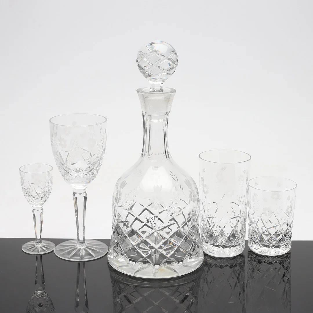 GLASSERVIS, 35 delar, slipad dekor, "Haga", Duka. — Tableware — Gomér & Andersson Norrköping