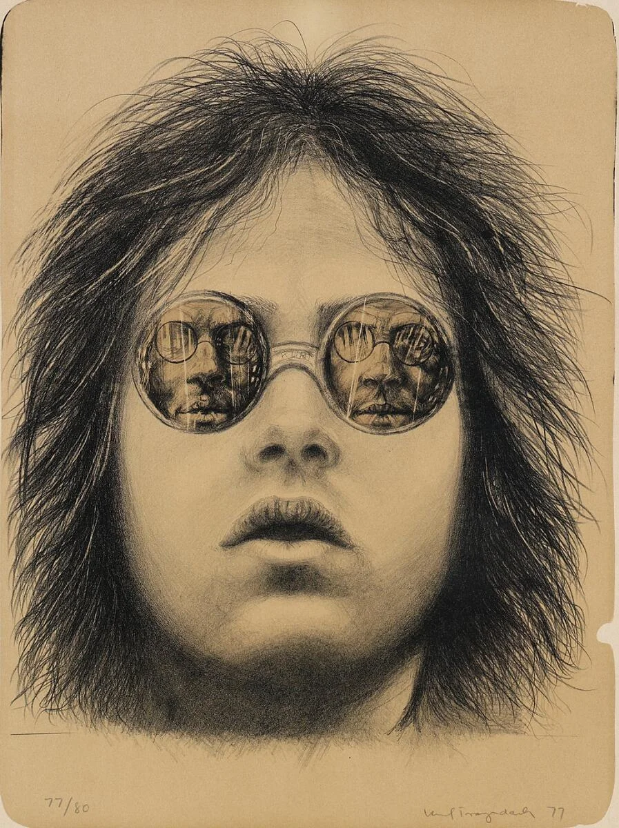Self-portrait. Signed Kurt Trampedach 77, 77/80. Lithograph. Visible size 76×55 cm. — Modern Prints/Modern art — Bruun Rasmussen