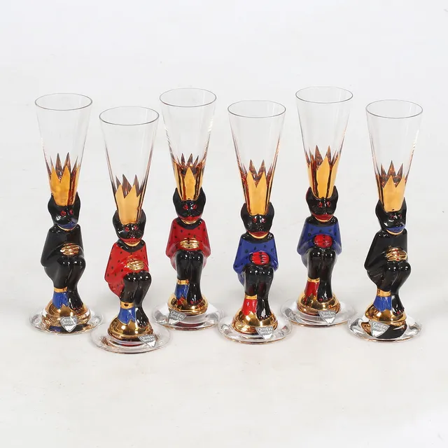 GUNNAR CYRÉN. Snapsglas, 6 st, glas, "Nobel Djävul", Orrefors.