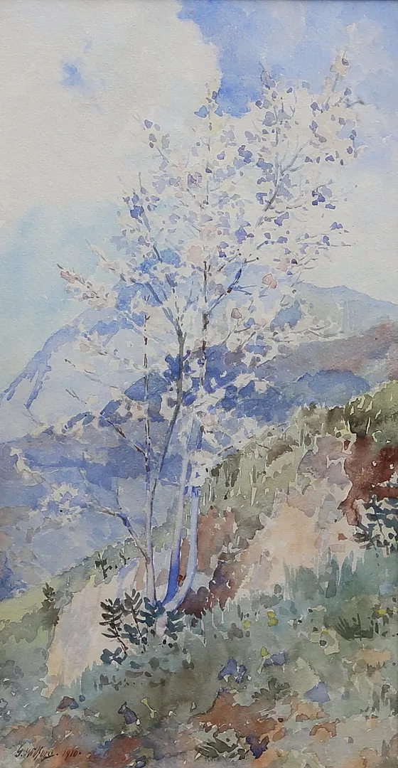 GUNNAR WIDFORSS. Alplandskap. Akvarell. Signerad och daterad 1910.