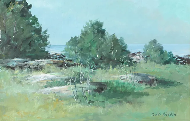 TEDDE RHODIN. Kustlandskap, olja på duk, signerad.