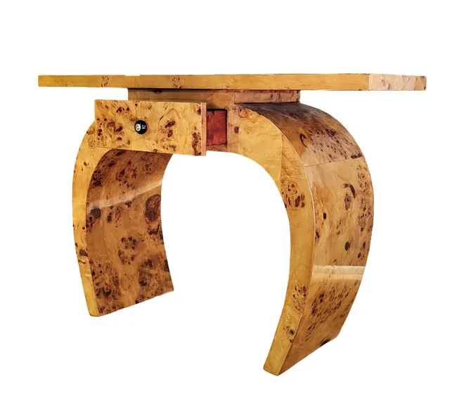 Cónsola Art Decó en madera de raíz.