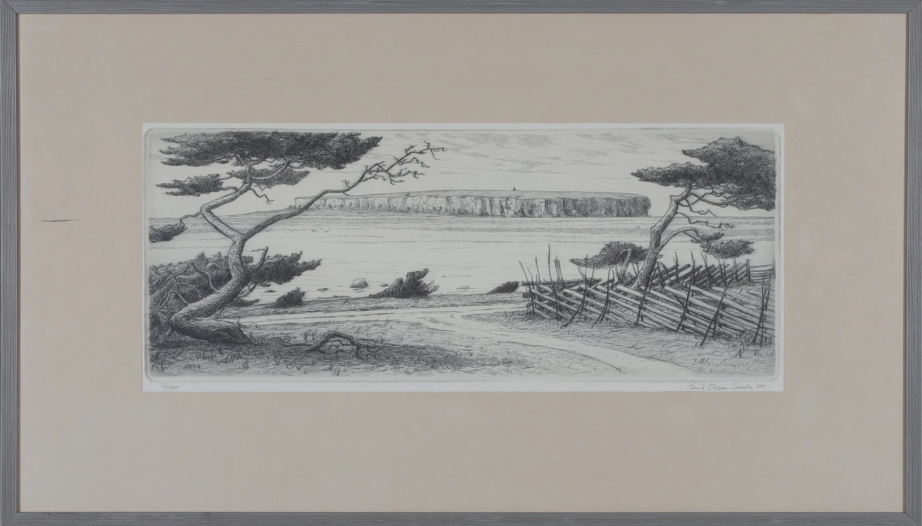 ERIK OLSSON SANDA. Etsning, numrerad 12/100, signerad samt daterad -74. — Engravings & Prints — Gomér & Andersson Norrköping