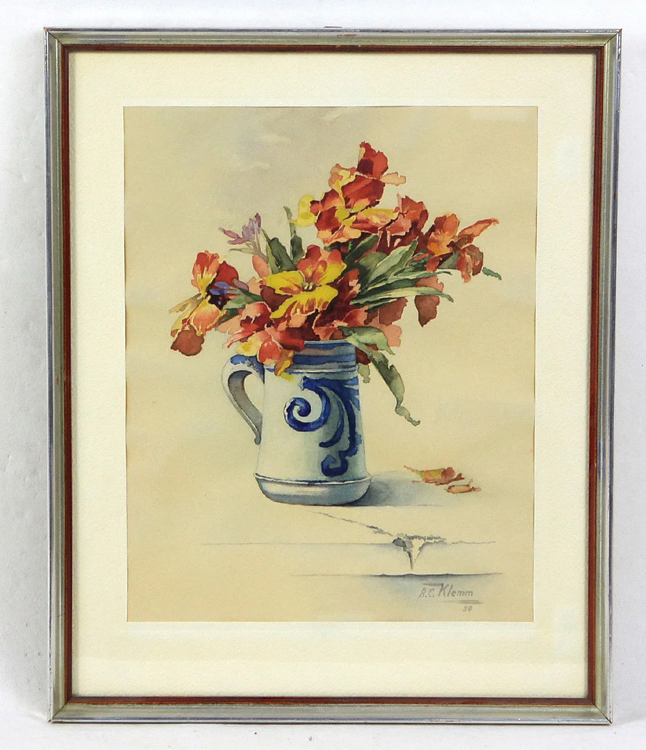 AQUARELL GLADIOLEN, SIGNIERT KLEMM. — Paintings — Auktionshaus Bossard