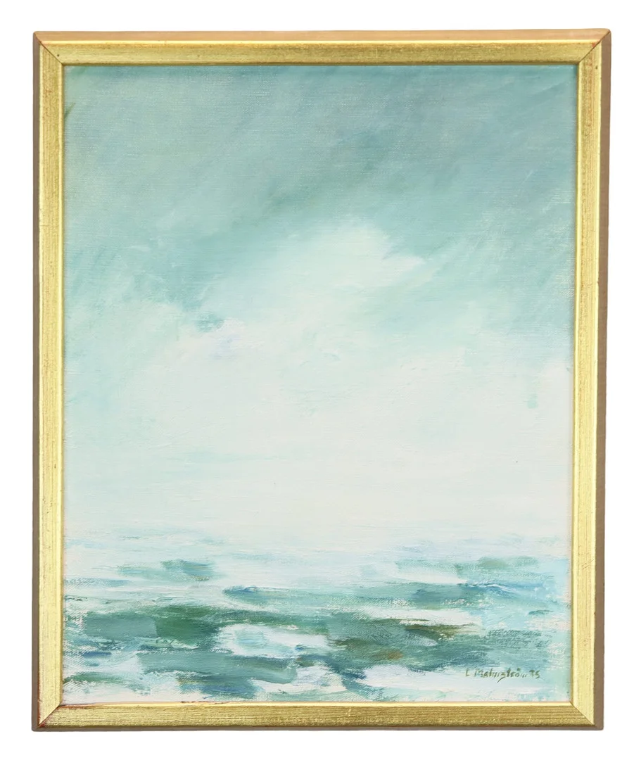 LENNART MALMSTRÖM. Olja på duk, "Himmel möter hav", signerad, -75. — Paintings — Höganäs Auktionsverk
