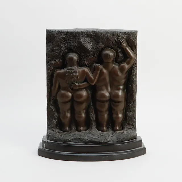 FERNANDO BOTERO. EFTER. Man och kvinna, mörkpatinerad metall.