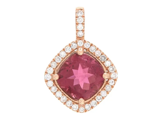 HÄNGE, 18K roséguld, rosa turmalin ca 1,75 ct, briljantslipade diamanter ca 0,23 ctv, ca TW-Cr/VS-P, höjd 18 mm, vikt 2,6 g, en diamant har en skada.