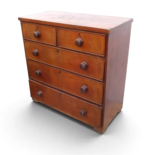 A VICTORIAN MAHOGANY CHEST OF DRAWERS.