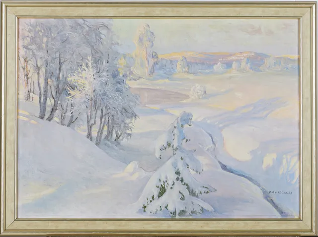 NILS OLZON (1891-1953). vintermotiv, olja på duk, signerad Nils Ohlzon.