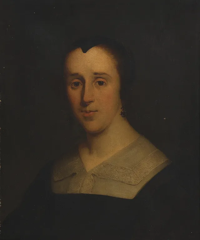 AUGUST JERNBERG. OLJA PÅ DUK, KVINNOPORTRÄTT, KOPIA UTFÖRD 1884 EFTER CORNELIS JANSSENS VAN CEULEN 1590-1665.