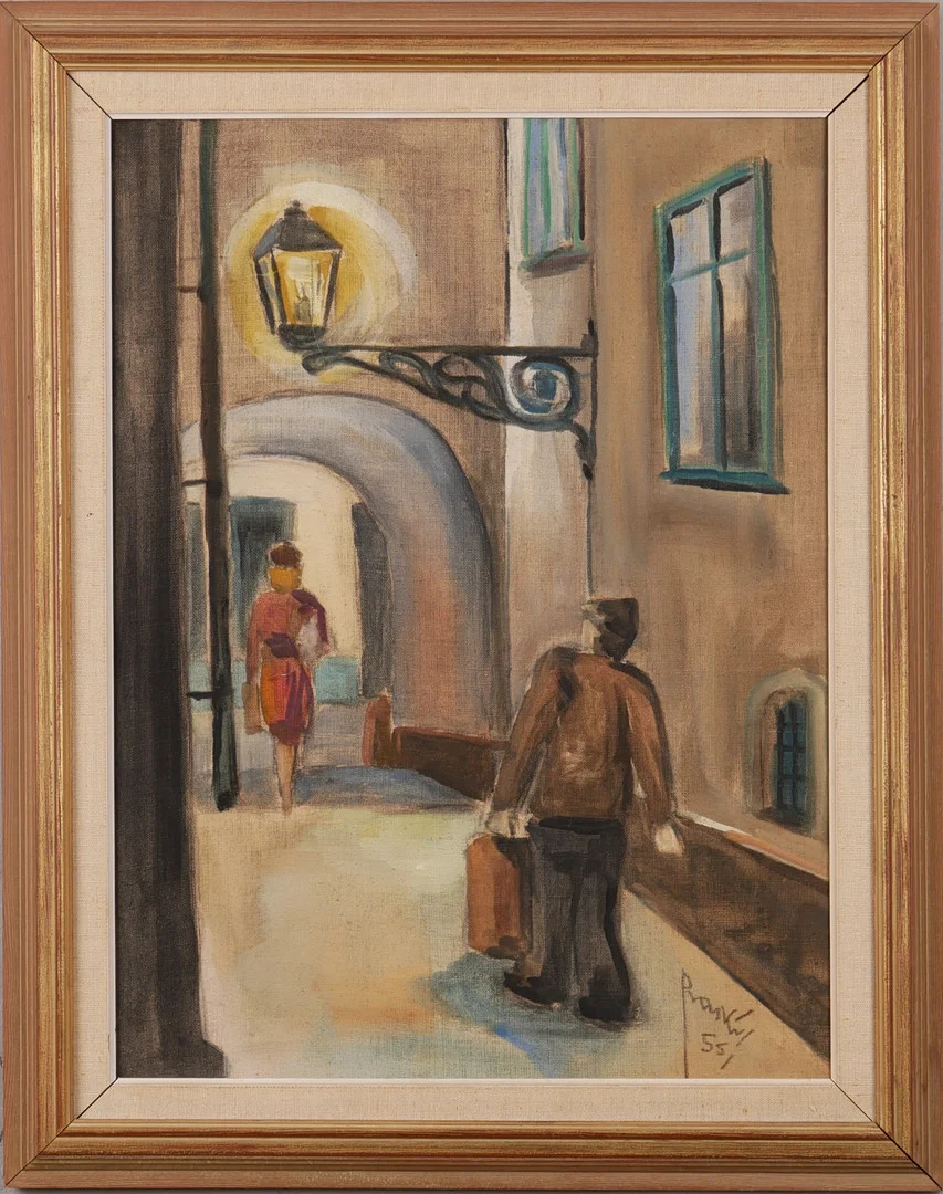 WALTER PRASKI. Olja på uppfodrad duk, signerad Praski 55. — Paintings — Auktionsfirma Kenneth Svensson i Kalmar