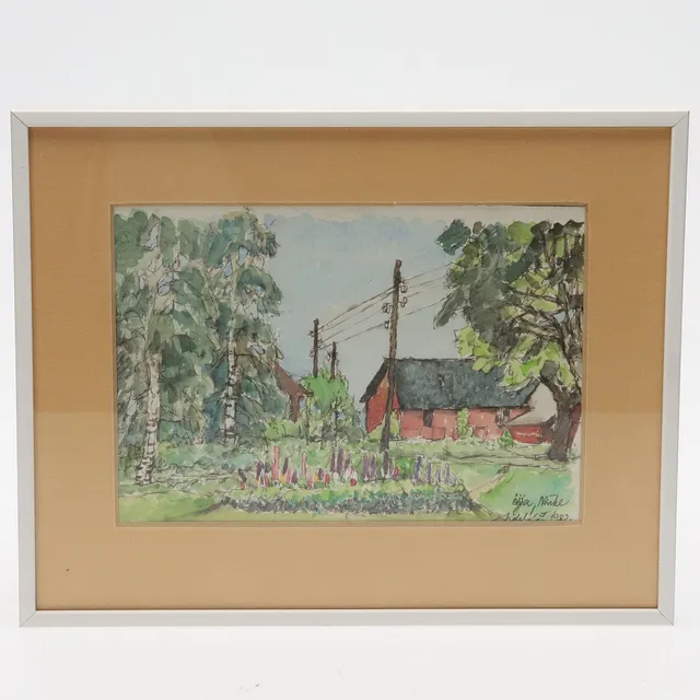 ENDEL KÖKS. AKVARELL, " Öhja" Närke, signerad, daterad 1982.
