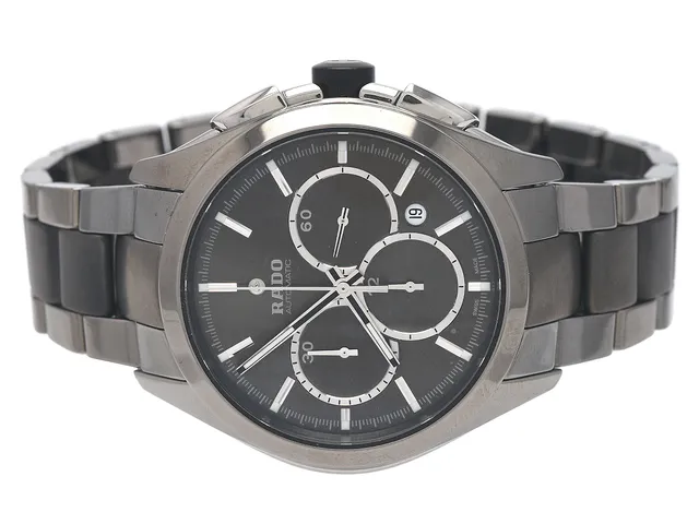 RADO, Hyperchrome Automatic, Chronograph, Cal ETA 2894-2, Serie nr. 13345028, PIC nr. 01.650.0276.3.011, Ref nr. R32276112, Boett nr. 650.0276.3, kronograf, herrur, 45 mm, High-tech ceramic, automatisk, safirglas, datum, glasbaksida, originallänk (High-tech ceramic), viklås (titan), Ref nr. 04726, cert, september 2017, box, ytterkartong.