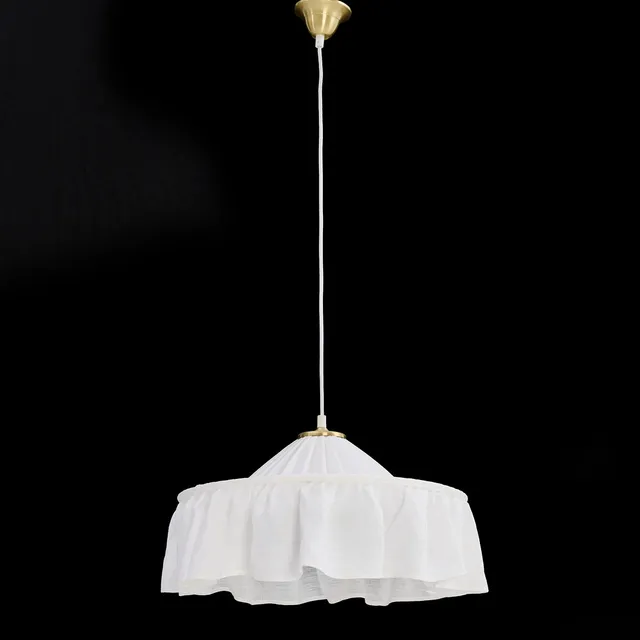 JOSEF FRANK (1885–1967). Taklampa, modell 2560, Firma Svenskt Tenn, skräm i vitt linnetyg, sockel och takkopp i mässing.