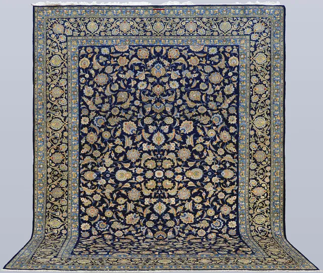ORIENTMATTA. Blå Keshan signerad, 410 x 320 cm.