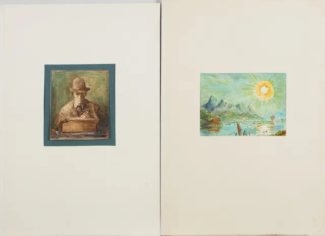 REINHOLD VON ROSEN (1894-1961) Mansporträtt och "Grönfärg på Alesjaure" , blandteknik med akvarell.