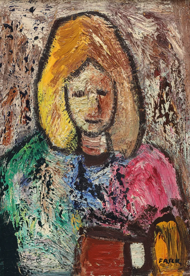 GÖSTA FALCK. olja på duk, komposition porträtt, signerad Falck. — Paintings — Auktionsmagasinet Vänersborg