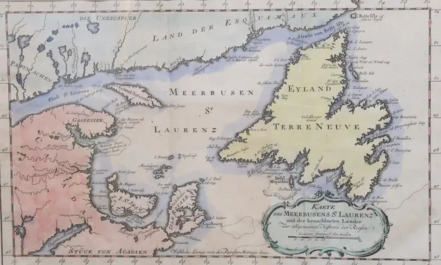 KARTA, "Karte de Meerbusen St Laurenz...", 1700/1800-tal.