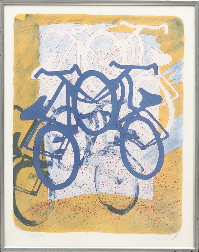 MÅNS HEIDVALL. Cyklar. Färglitografi, signerad och numrerad 140/270.