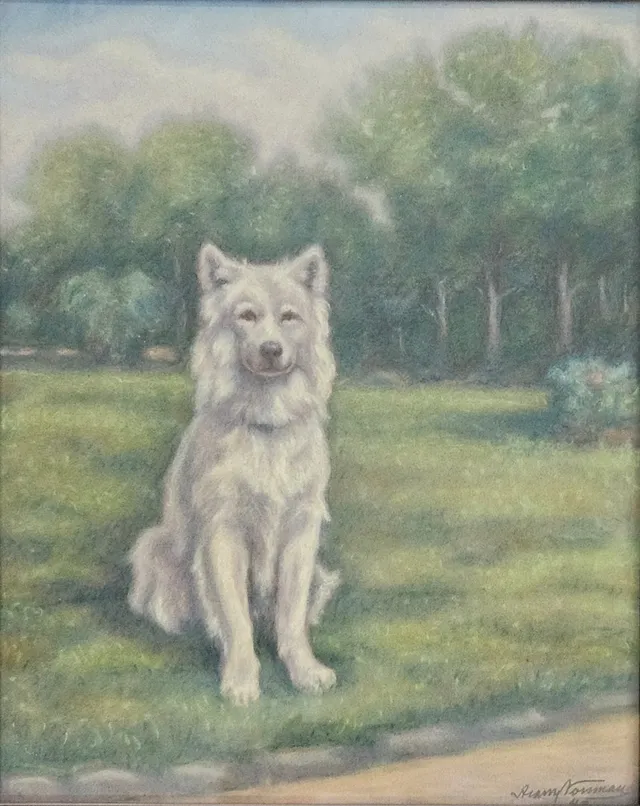 ARAM NORRMAN. Sittande hund. Pastell, signerad och daterad Aram Norrman 43.