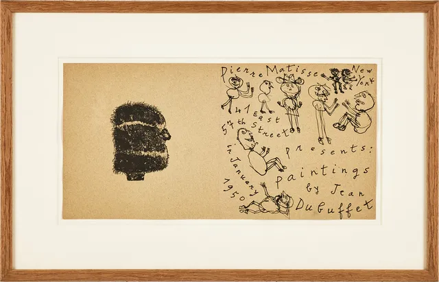 JEAN DUBUFFET. Galleri-invitation, Pierre Matisse, New York, Presents: Paintings by Jean Dubuffet, 1950.