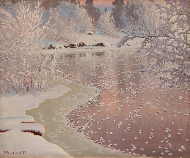 Gustaf Fjæstad, Snökristaller på spegelblank is.