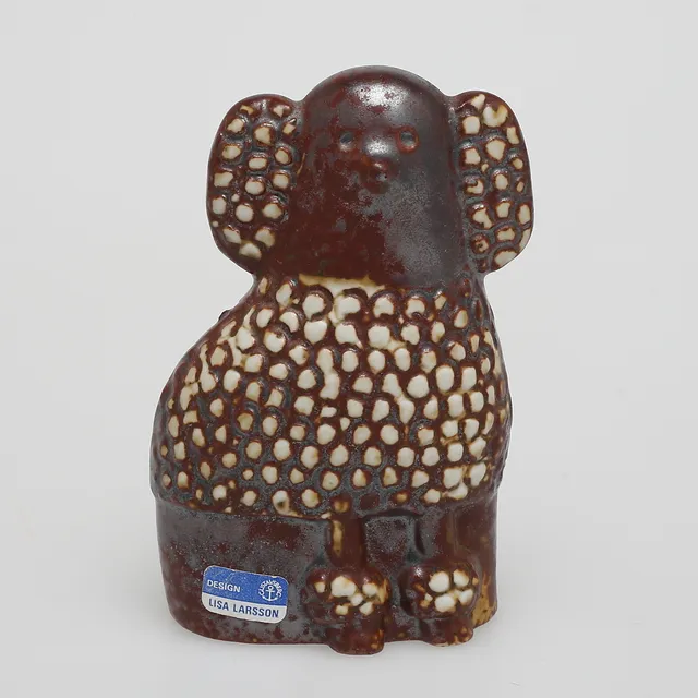 LISA LARSON. Figurin, stengods, pudel, ur serien "Minikennel", Gustavsberg.