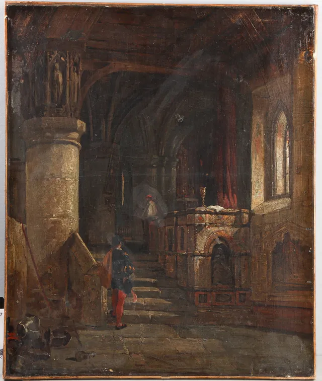 OKÄND KONSTNÄR, interiör kapell, 1800-tal.